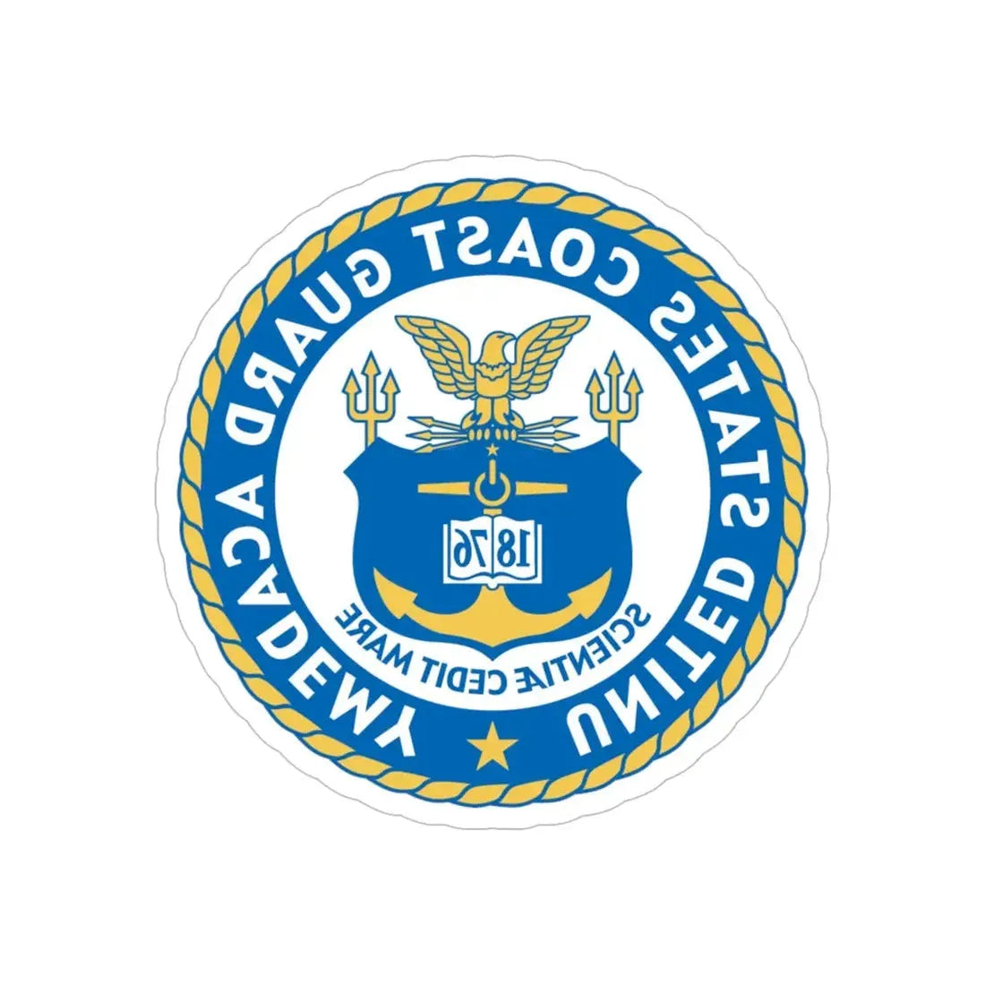 USCG Academy (U.S. Coast Guard) REVERSE PRINT Transparent Die-Cut STICKER 6 Inch Die-Cut Transparent - The Sticker Space