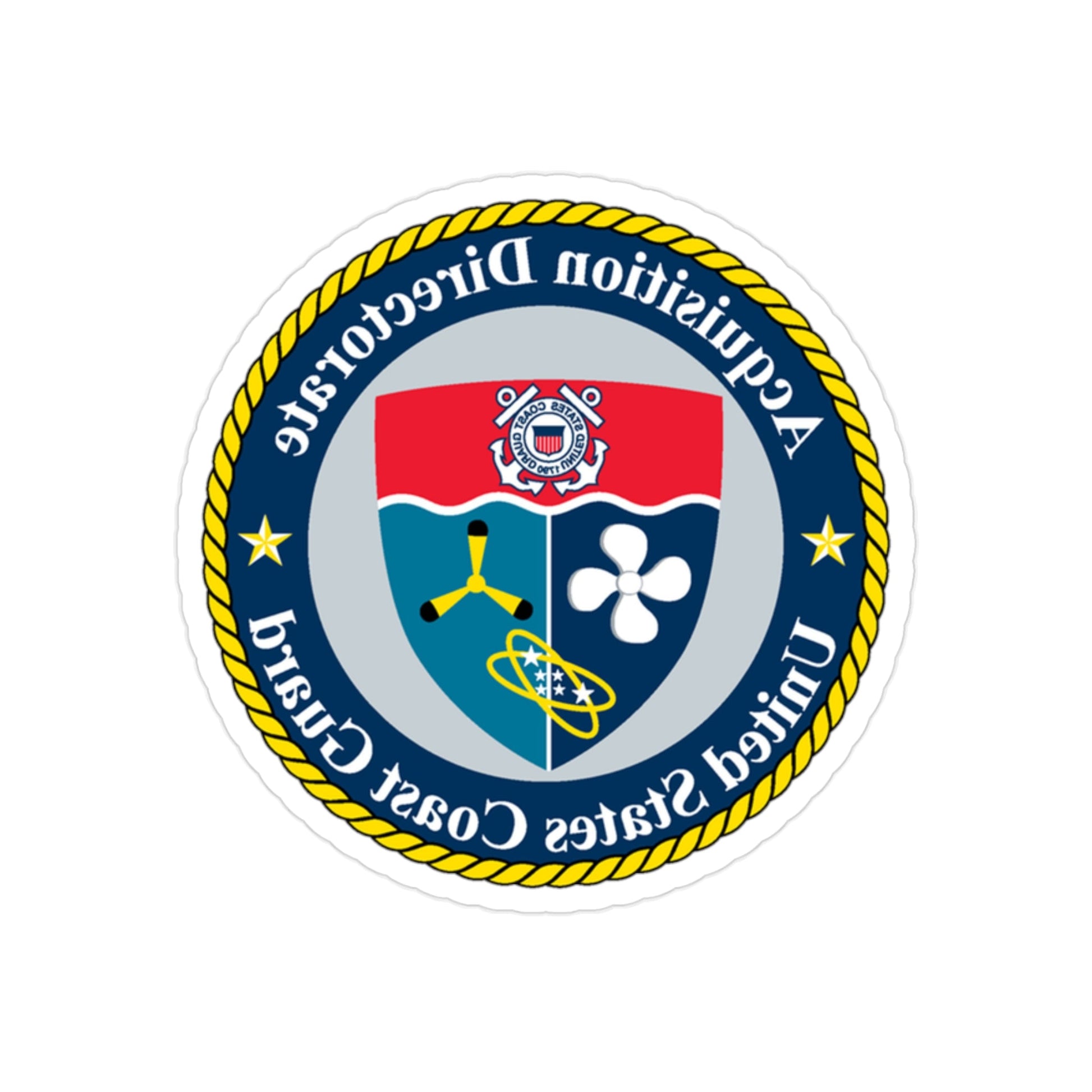 USCG Acquisition Directorate (U.S. Coast Guard) REVERSE PRINT Transparent STICKER-2" × 2"-The Sticker Space