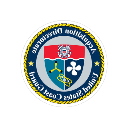 USCG Acquisition Directorate (U.S. Coast Guard) REVERSE PRINT Transparent STICKER-2" × 2"-The Sticker Space