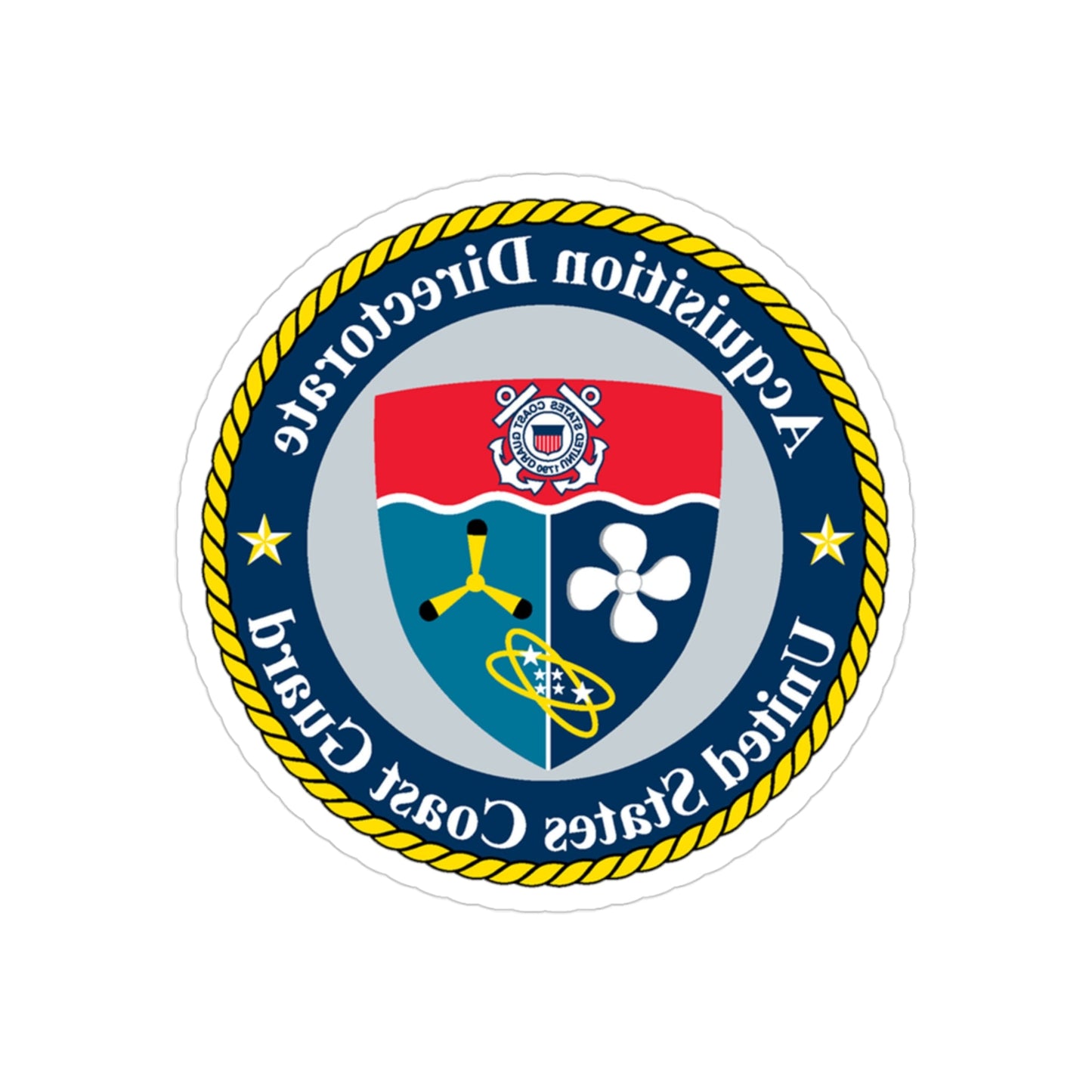 USCG Acquisition Directorate (U.S. Coast Guard) REVERSE PRINT Transparent STICKER-3" × 3"-The Sticker Space