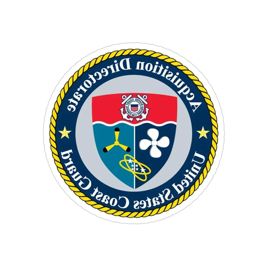 USCG Acquisition Directorate (U.S. Coast Guard) REVERSE PRINT Transparent Die-Cut STICKER 4 Inch Die-Cut Transparent - The Sticker Space