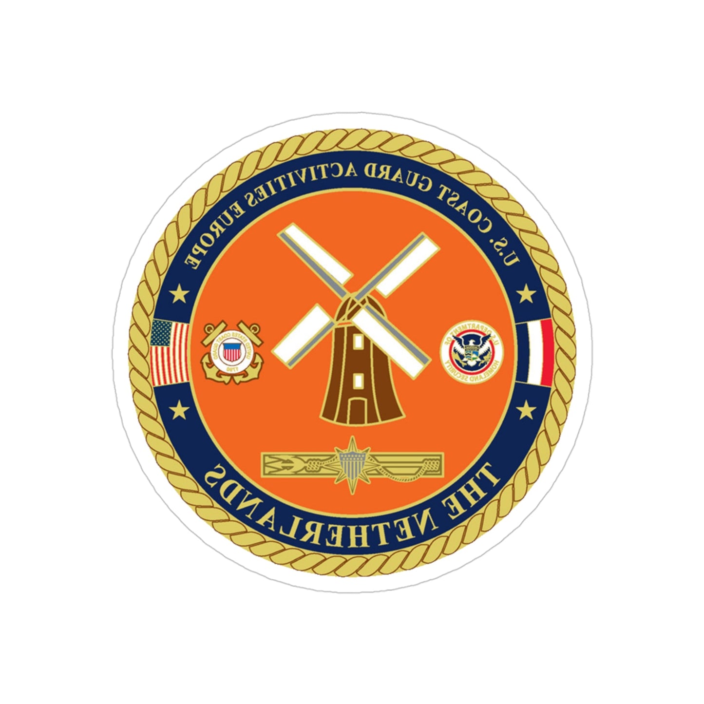 USCG ACTEURO The Netherlands (U.S. Coast Guard) REVERSE PRINT Transparent STICKER-4" × 4"-The Sticker Space