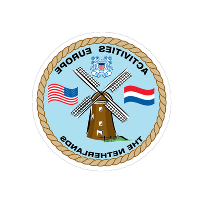 USCG Activities Europe the Netherlands (U.S. Coast Guard) REVERSE PRINT Transparent STICKER-2" × 2"-The Sticker Space