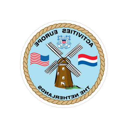 USCG Activities Europe the Netherlands (U.S. Coast Guard) REVERSE PRINT Transparent STICKER-3" × 3"-The Sticker Space