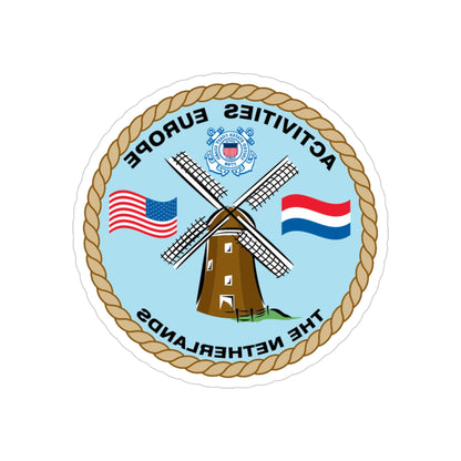 USCG Activities Europe the Netherlands (U.S. Coast Guard) REVERSE PRINT Transparent STICKER-4" × 4"-The Sticker Space