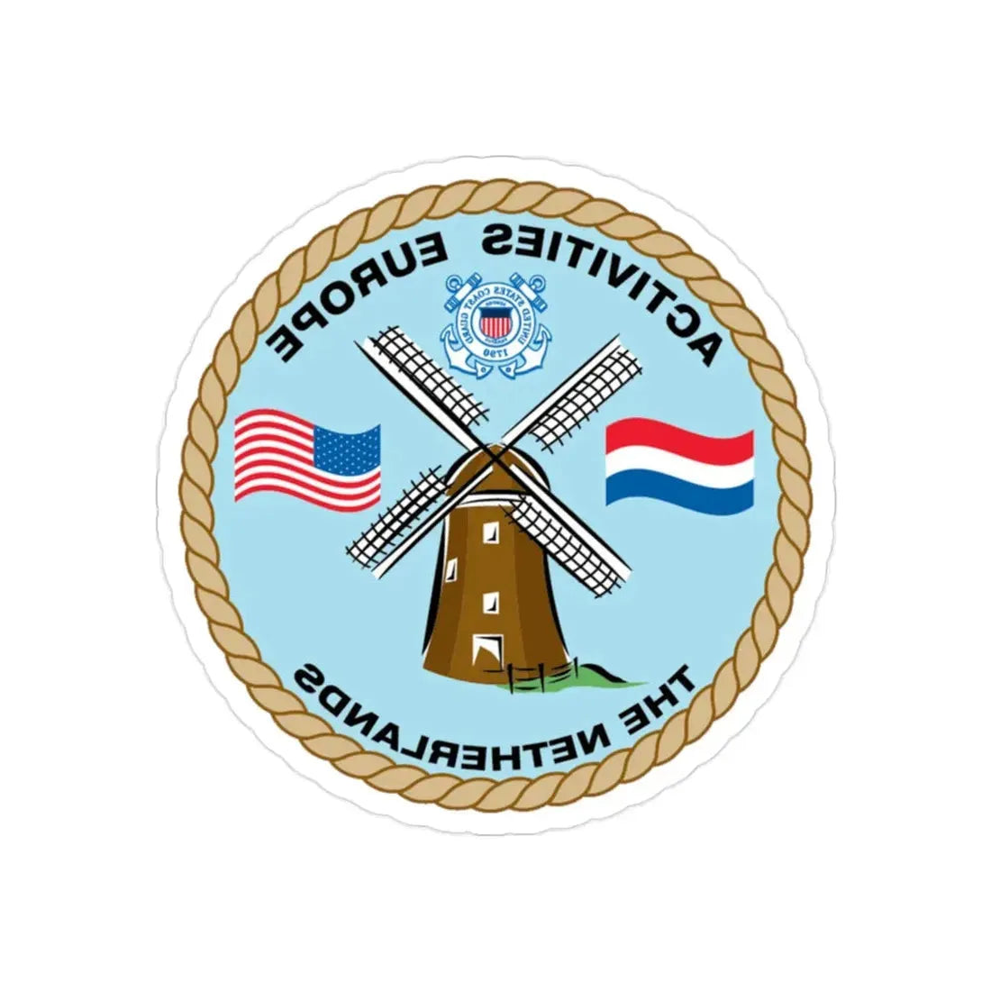 USCG Activities Europe the Netherlands (U.S. Coast Guard) REVERSE PRINT Transparent Die-Cut STICKER 2 Inch Die-Cut Transparent - The Sticker Space