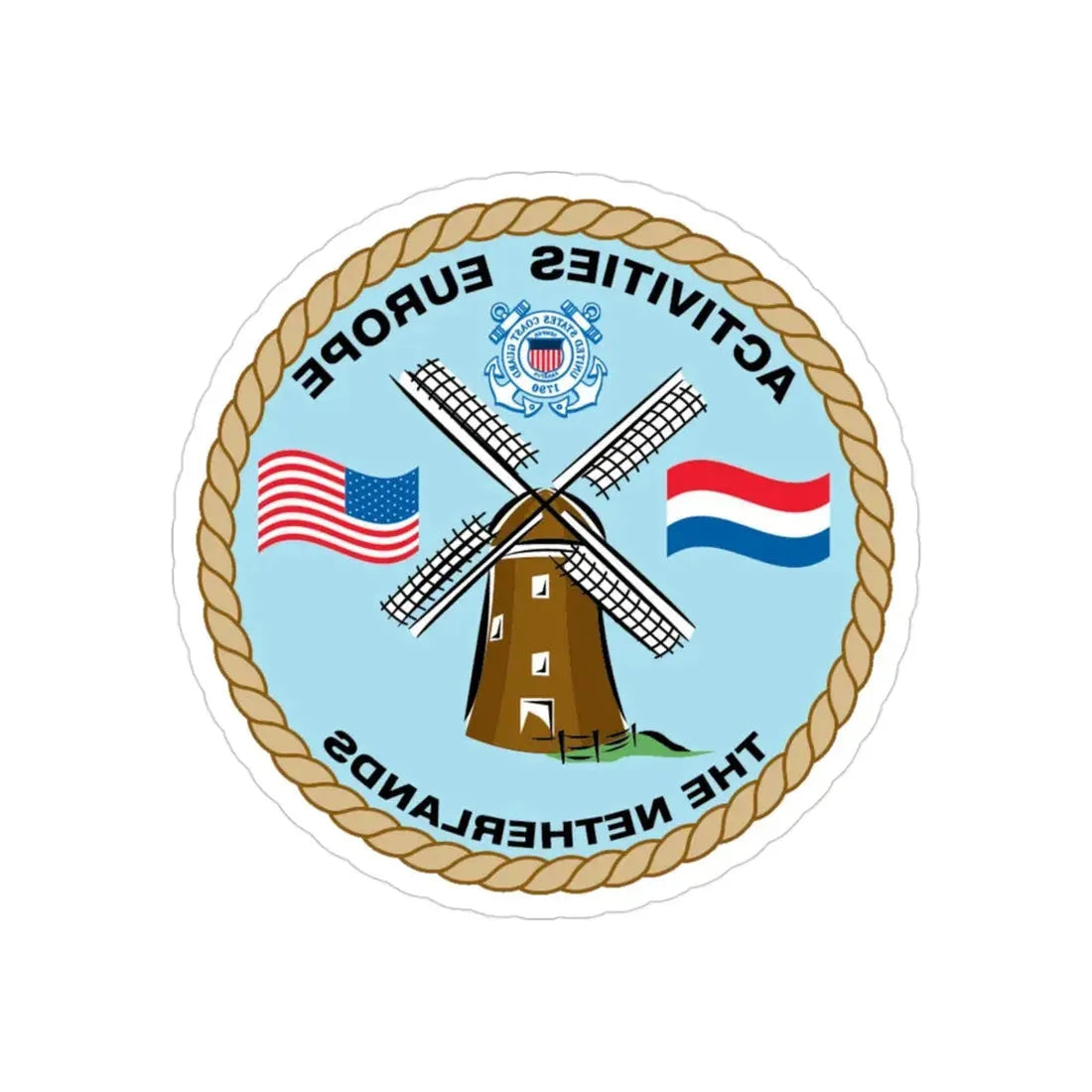 USCG Activities Europe the Netherlands (U.S. Coast Guard) REVERSE PRINT Transparent Die-Cut STICKER 3 Inch Die-Cut Transparent - The Sticker Space