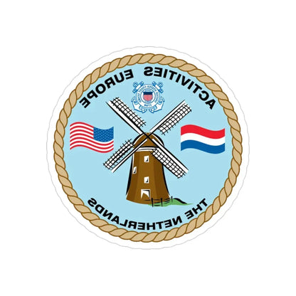 USCG Activities Europe the Netherlands (U.S. Coast Guard) REVERSE PRINT Transparent Die-Cut STICKER 3 Inch Die-Cut Transparent - The Sticker Space