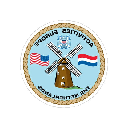 USCG Activities Europe the Netherlands (U.S. Coast Guard) REVERSE PRINT Transparent Die-Cut STICKER 5 Inch Die-Cut Transparent - The Sticker Space