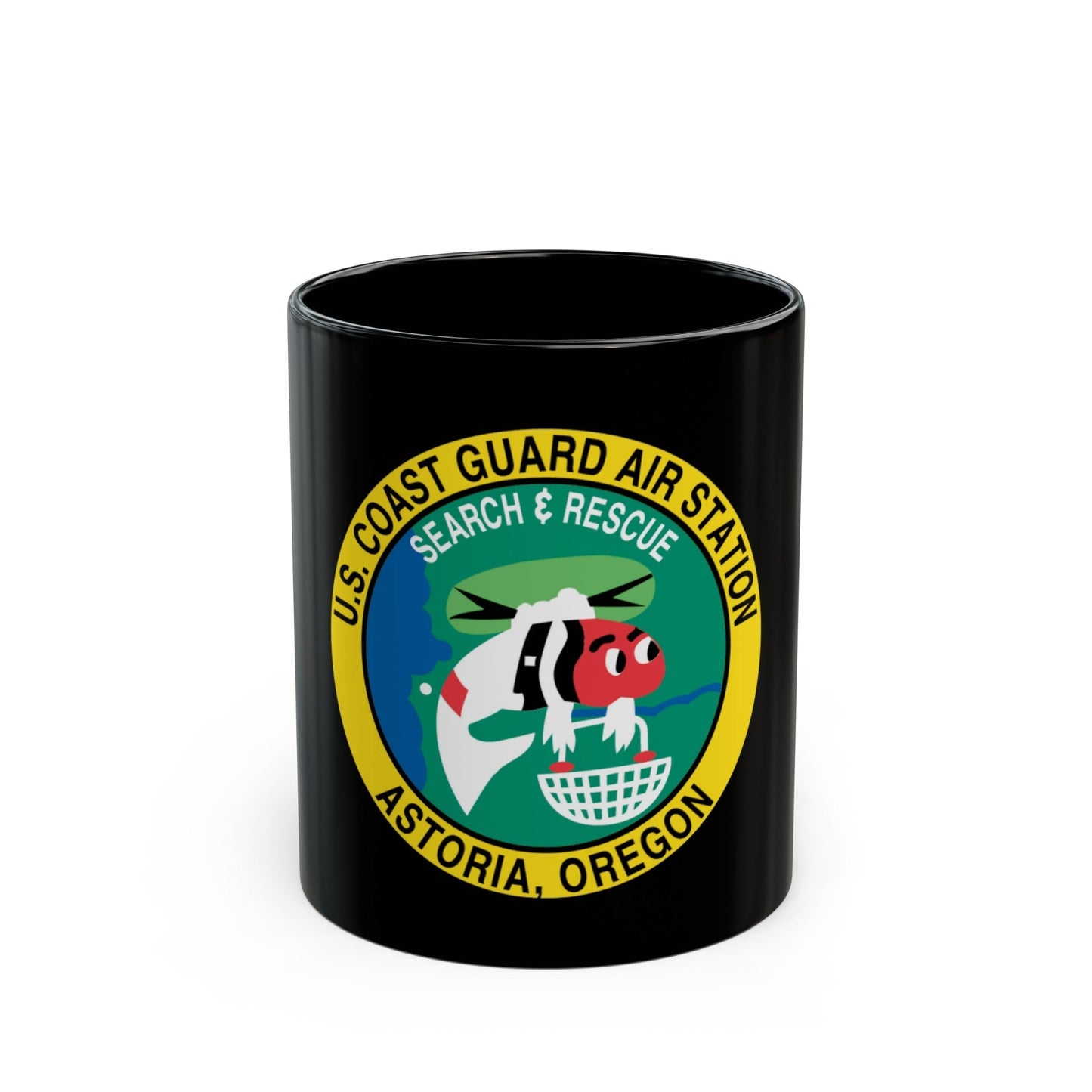 USCG Air Station Astoria (U.S. Coast Guard) Black Coffee Mug-11oz-The Sticker Space