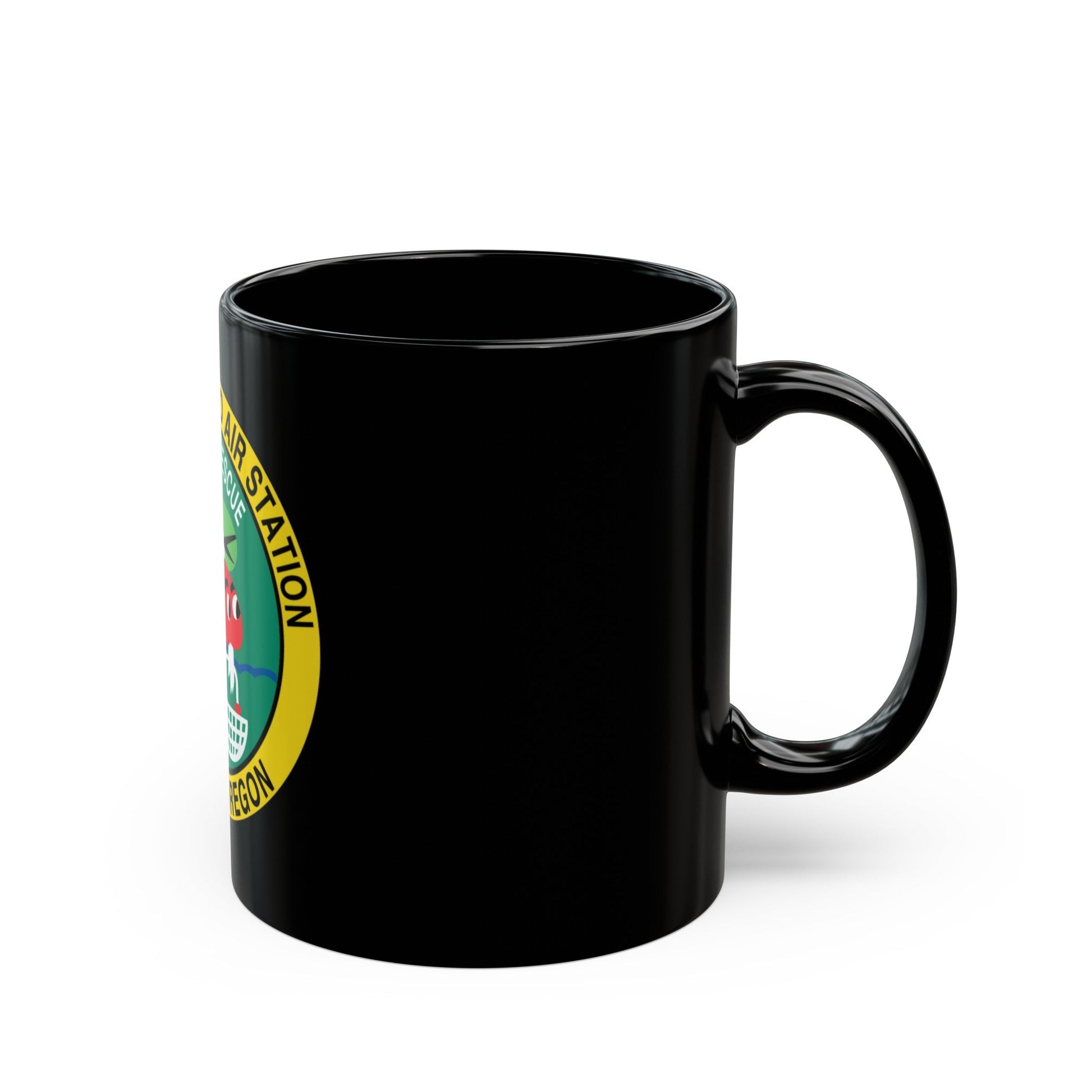 USCG Air Station Astoria (U.S. Coast Guard) Black Coffee Mug-The Sticker Space