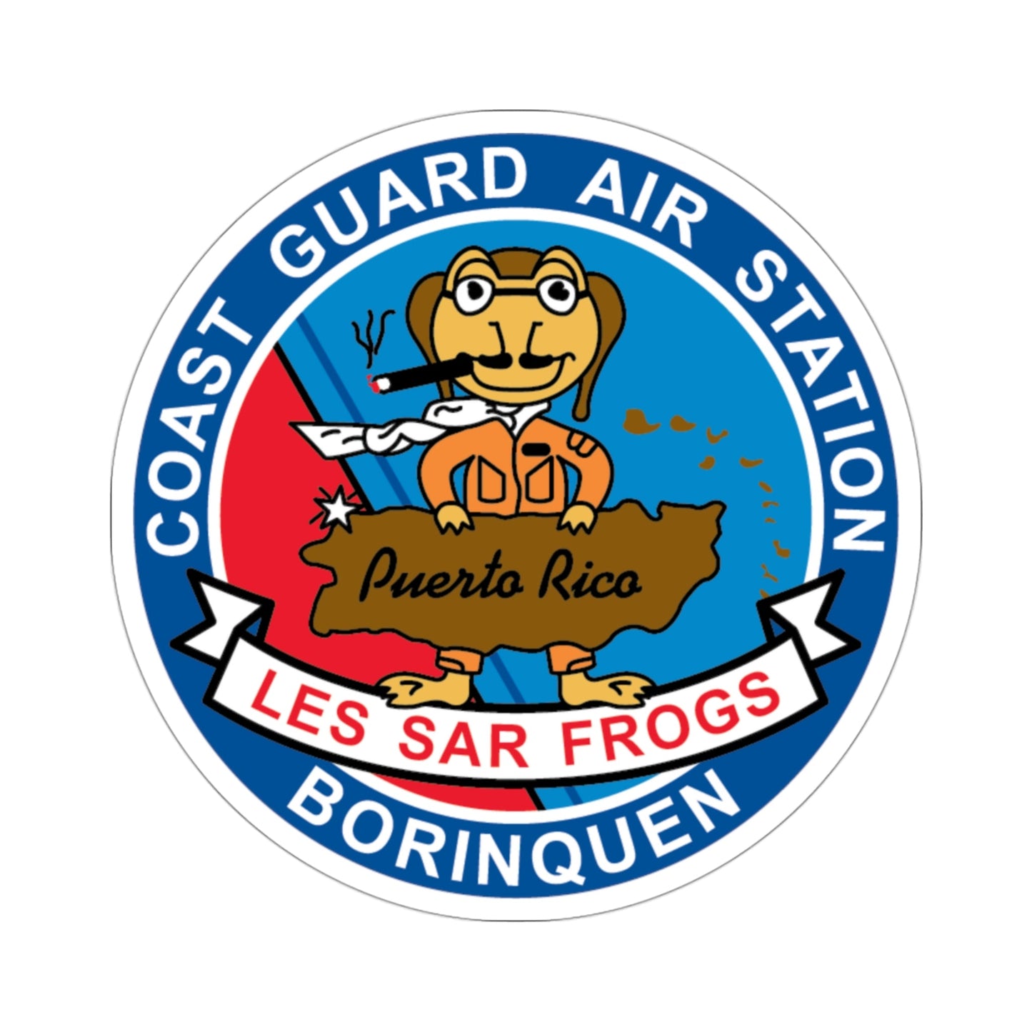 USCG Air Station Borinquen Les SAR Frog (U.S. Coast Guard) STICKER Vinyl Die-Cut Decal-3 Inch-The Sticker Space