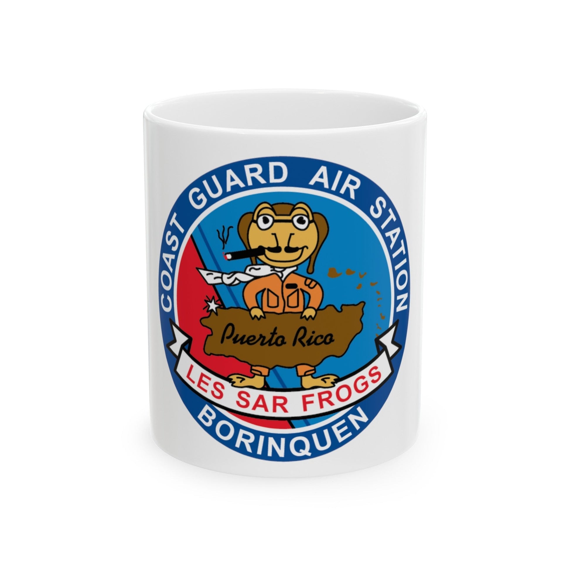 USCG Air Station Borinquen Les SAR Frog (U.S. Coast Guard) White Coffee Mug-11oz-The Sticker Space