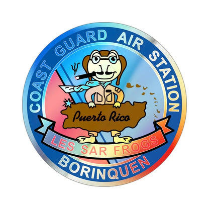 USCG Air Station Borinquen Les SAR Frog (U.S. Coast Guard) Holographic STICKER Die-Cut Vinyl Decal 5 Inch Holographic - The Sticker Space