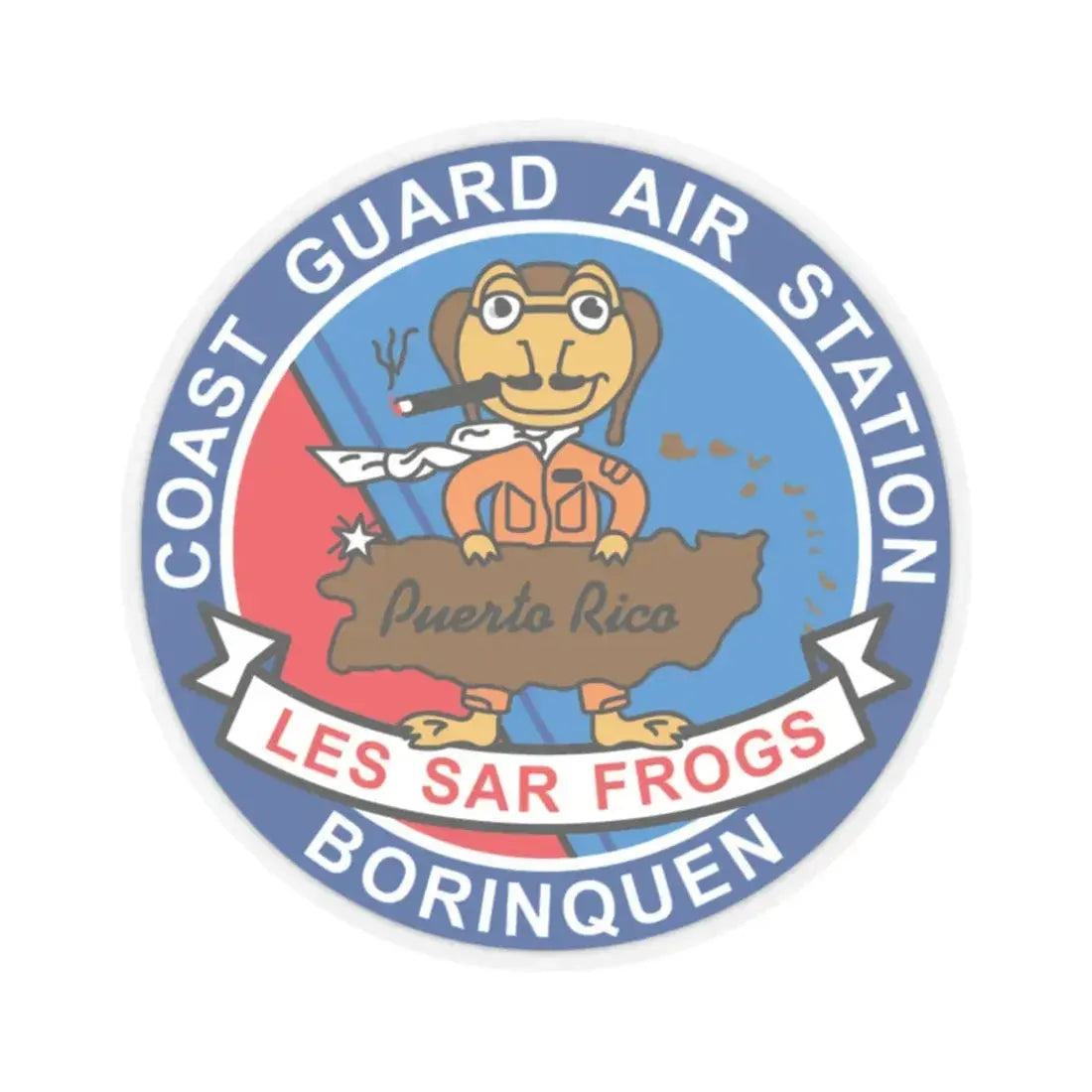 USCG Air Station Borinquen   Les SAR Frog (U.S. Coast Guard) STICKER Vinyl Kiss-Cut Decal 2 Inch Transparent - The Sticker Space