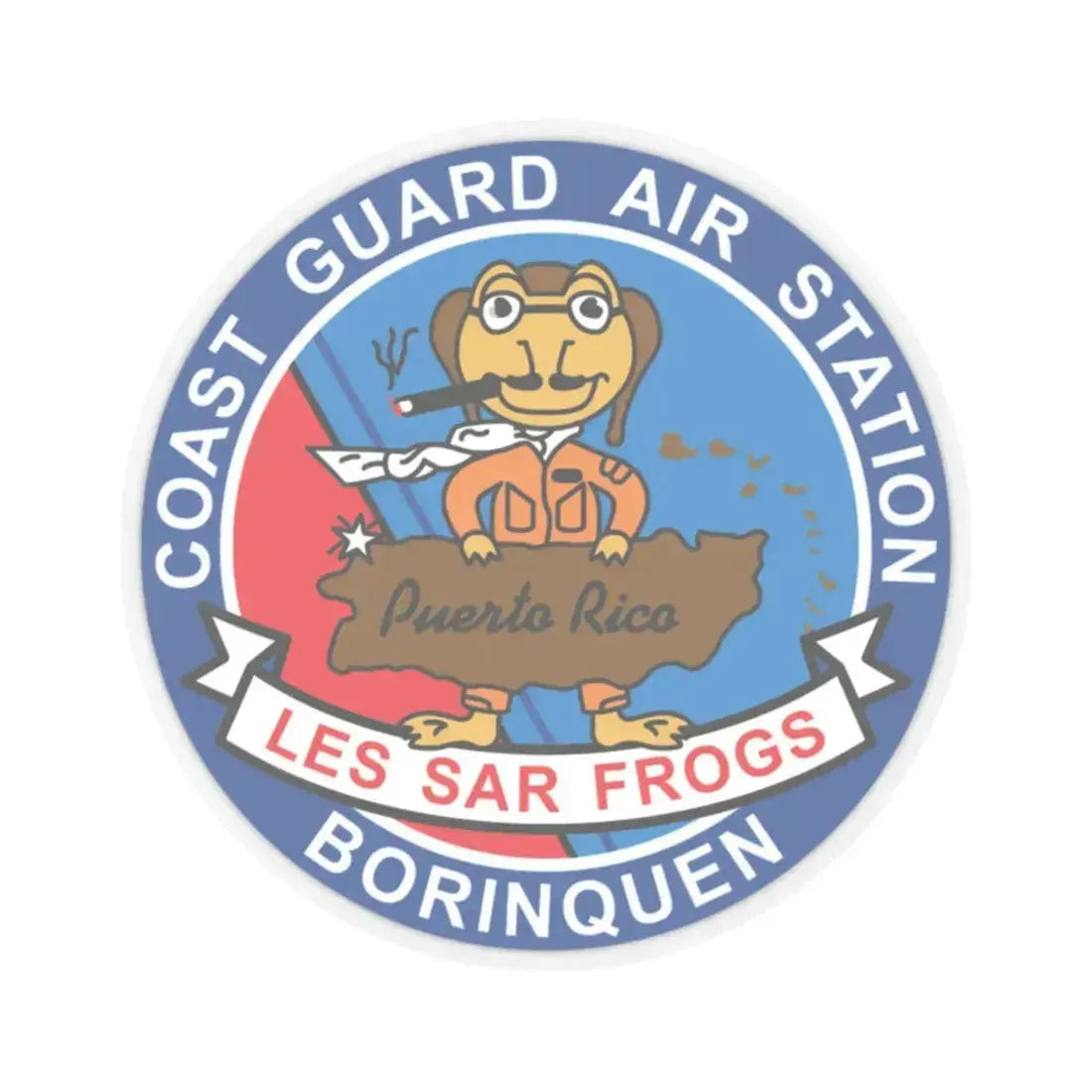 USCG Air Station Borinquen   Les SAR Frog (U.S. Coast Guard) STICKER Vinyl Kiss-Cut Decal 2 Inch Transparent - The Sticker Space