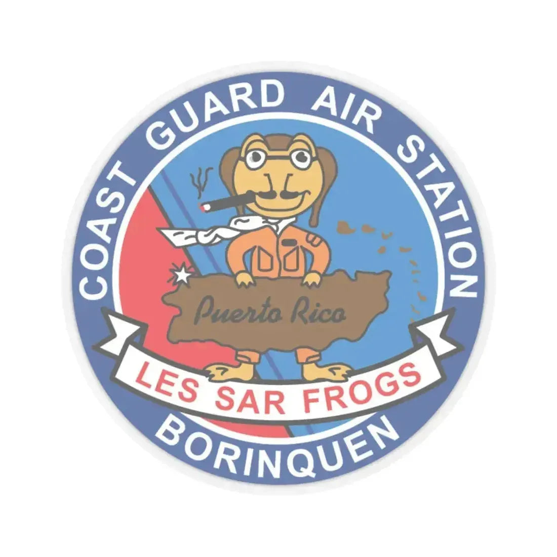 USCG Air Station Borinquen   Les SAR Frog (U.S. Coast Guard) STICKER Vinyl Kiss-Cut Decal 4 Inch Transparent - The Sticker Space