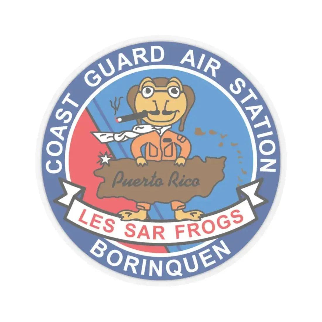 USCG Air Station Borinquen   Les SAR Frog (U.S. Coast Guard) STICKER Vinyl Kiss-Cut Decal 4 Inch Transparent - The Sticker Space