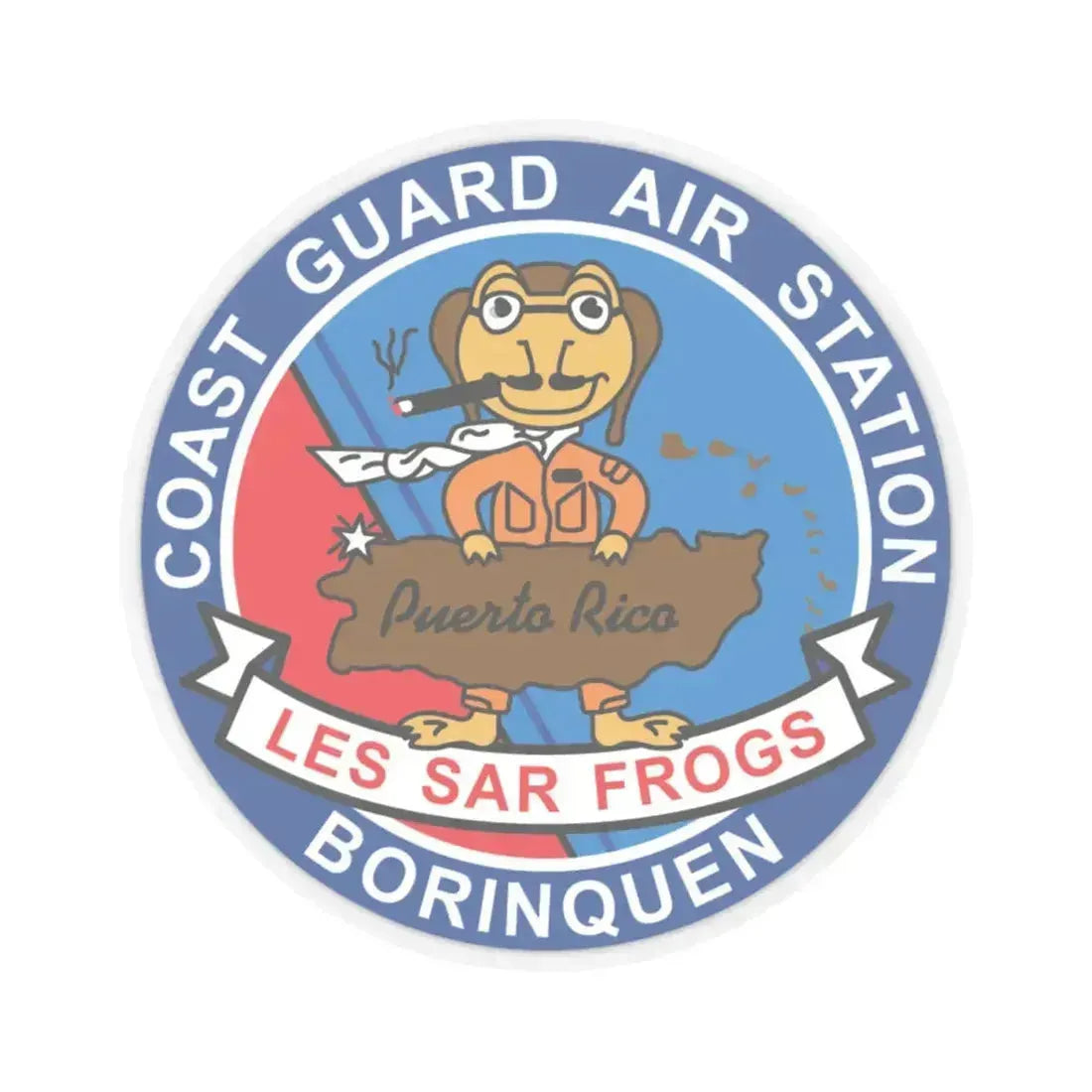 USCG Air Station Borinquen   Les SAR Frog (U.S. Coast Guard) STICKER Vinyl Kiss-Cut Decal 4 Inch Transparent - The Sticker Space