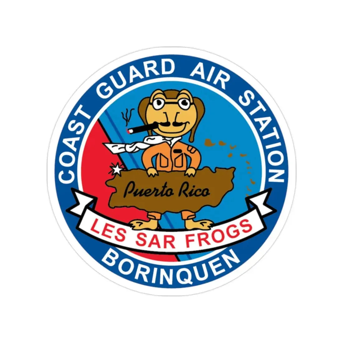 USCG Air Station Borinquen Les SAR Frog (U.S. Coast Guard) Transparent STICKER Die-Cut Vinyl Decal 2 Inch - The Sticker Space