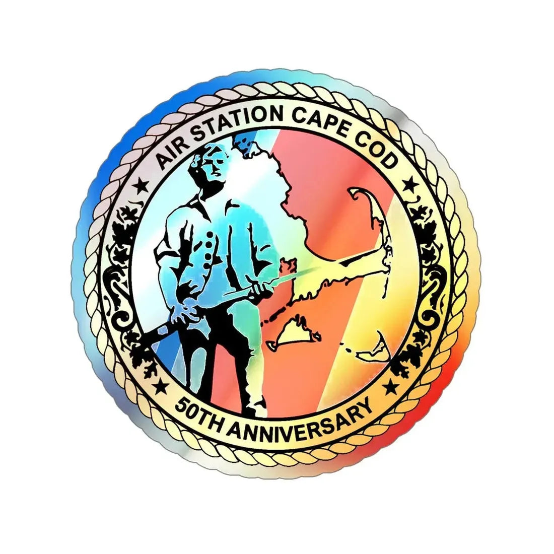 USCG Air Station CAPE COD (U.S. Coast Guard) Holographic STICKER Die-Cut Vinyl Decal 5 Inch Holographic - The Sticker Space