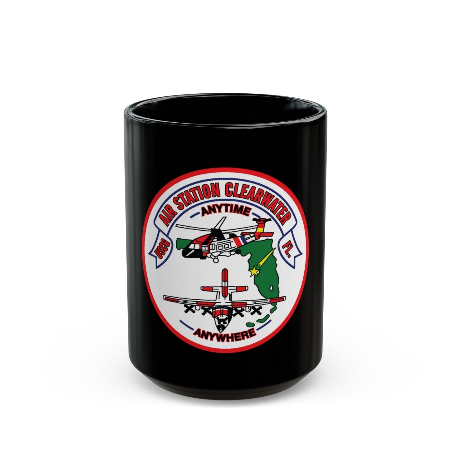 USCG Air Station Clearwater FL (U.S. Coast Guard) Black Coffee Mug-15oz-The Sticker Space