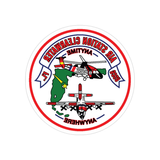 USCG Air Station Clearwater FL (U.S. Coast Guard) REVERSE PRINT Transparent STICKER-2" × 2"-The Sticker Space