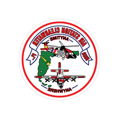 USCG Air Station Clearwater FL (U.S. Coast Guard) REVERSE PRINT Transparent STICKER-3" × 3"-The Sticker Space