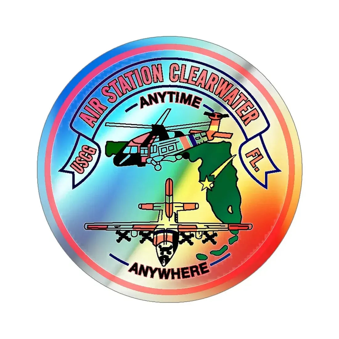 USCG Air Station Clearwater FL (U.S. Coast Guard) Holographic STICKER Die-Cut Vinyl Decal 6 Inch Holographic - The Sticker Space