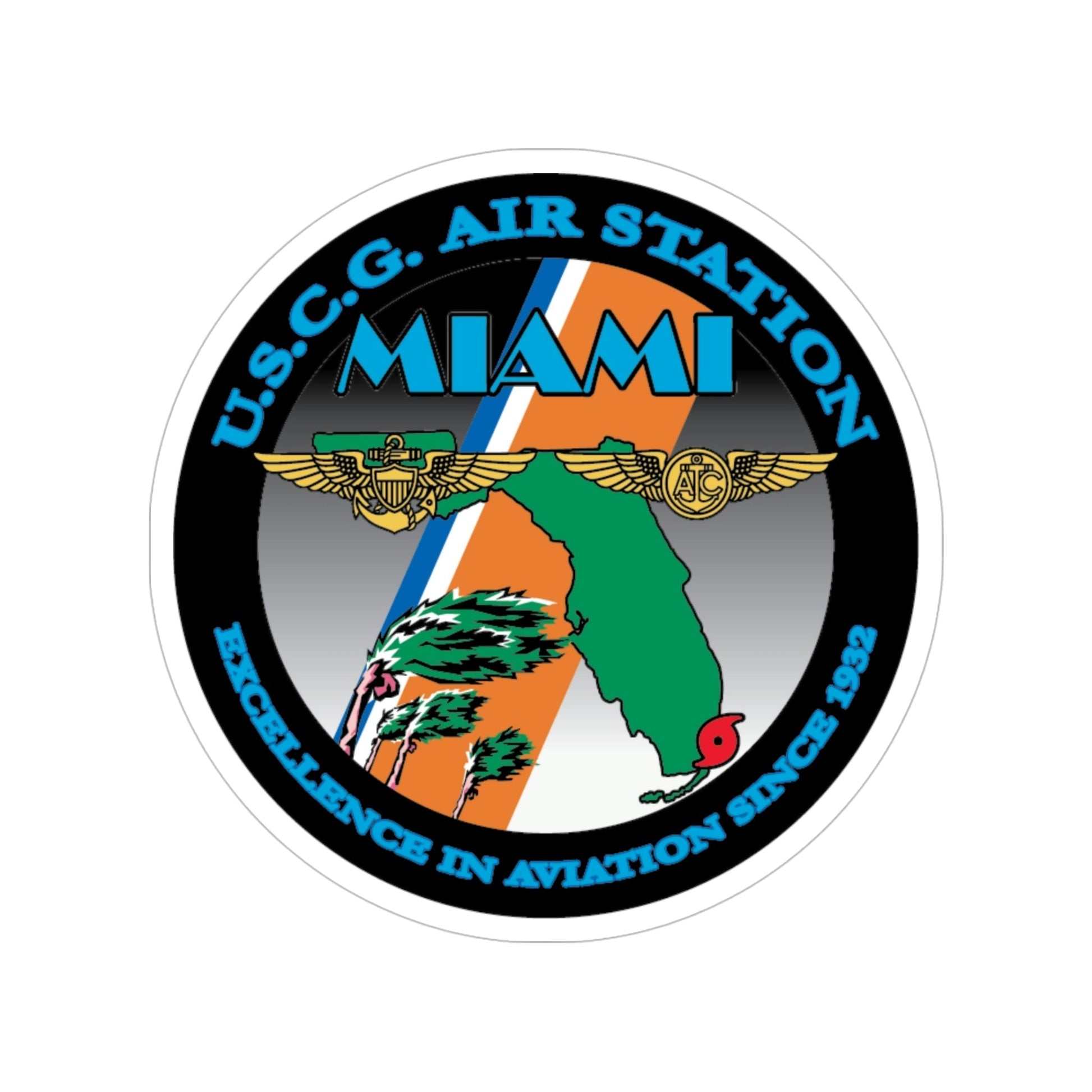 USCG Air Station Miami (U.S. Coast Guard) Transparent STICKER Die-Cut Vinyl Decal-5 Inch-The Sticker Space