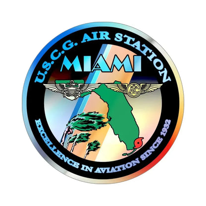 USCG Air Station Miami (U.S. Coast Guard) Holographic STICKER Die-Cut Vinyl Decal 6 Inch - The Sticker Space