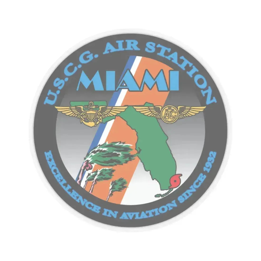 USCG Air Station Miami (U.S. Coast Guard) STICKER Vinyl Kiss-Cut Decal 3 Inch Transparent - The Sticker Space