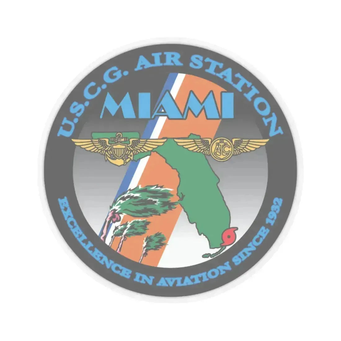 USCG Air Station Miami (U.S. Coast Guard) STICKER Vinyl Kiss-Cut Decal 4 Inch Transparent - The Sticker Space