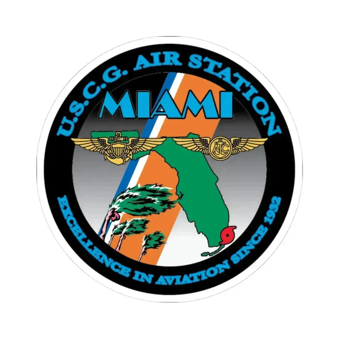 USCG Air Station Miami (U.S. Coast Guard) STICKER Vinyl Kiss-Cut Decal 4 Inch White - The Sticker Space
