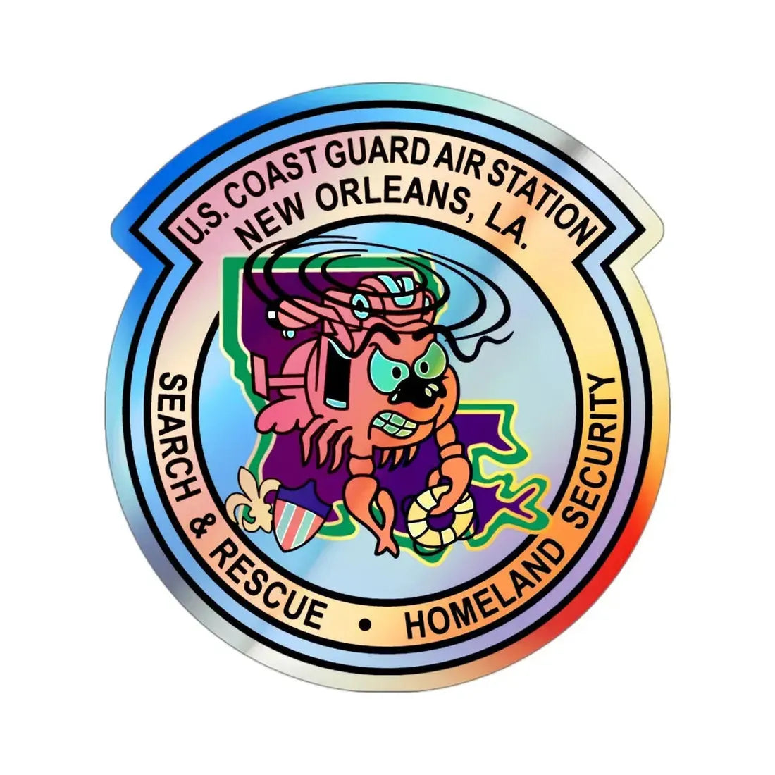 USCG Air Station New Orleans (U.S. Coast Guard) Holographic STICKER Die-Cut Vinyl Decal 3 Inch Holographic - The Sticker Space