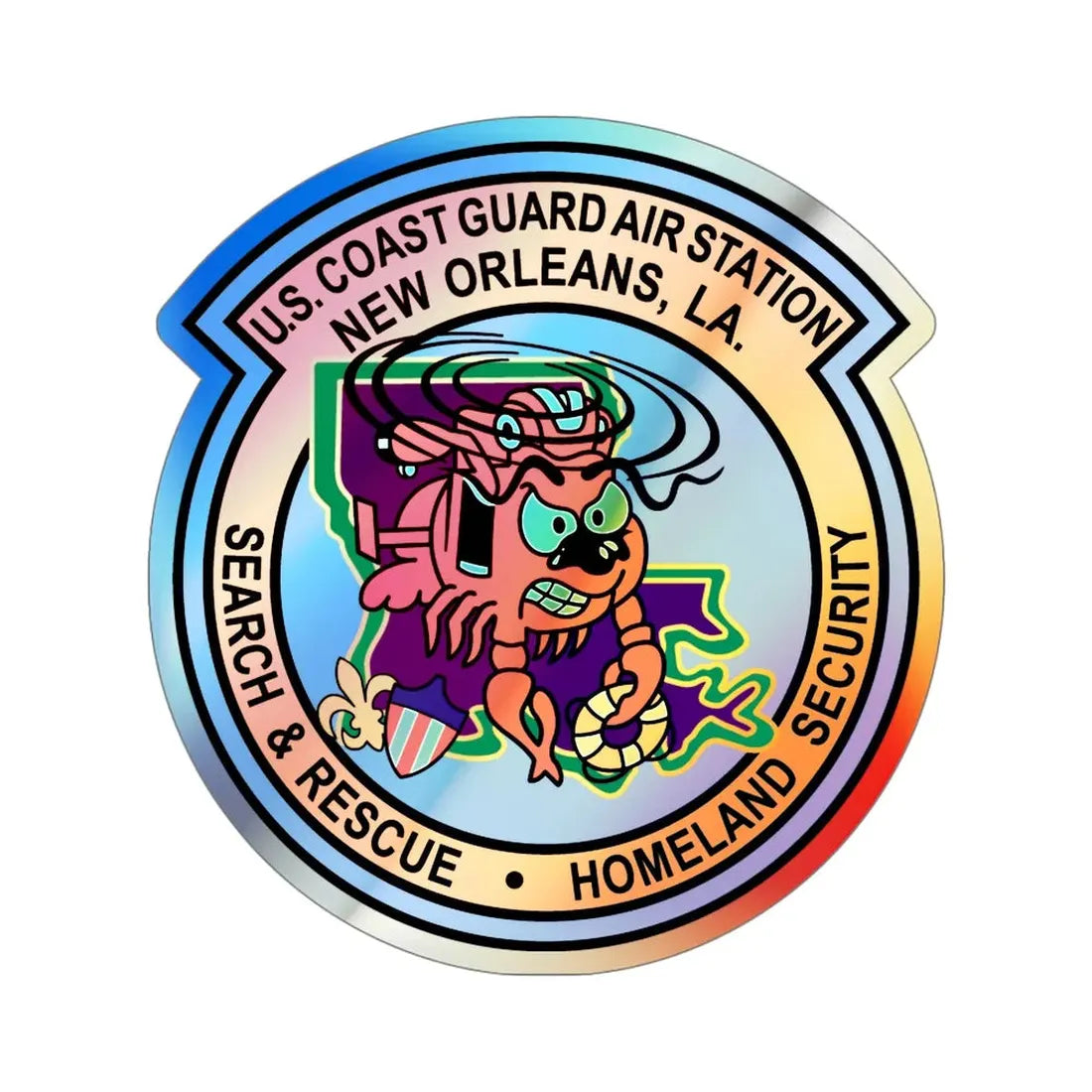 USCG Air Station New Orleans (U.S. Coast Guard) Holographic STICKER Die-Cut Vinyl Decal 5 Inch Holographic - The Sticker Space