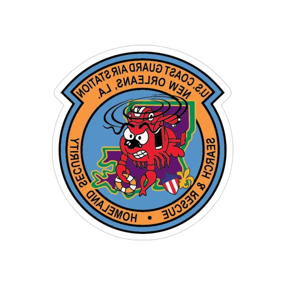 USCG Air Station New Orleans (U.S. Coast Guard) REVERSE PRINT Transparent Die-Cut STICKER 4 Inch Die-Cut Transparent - The Sticker Space