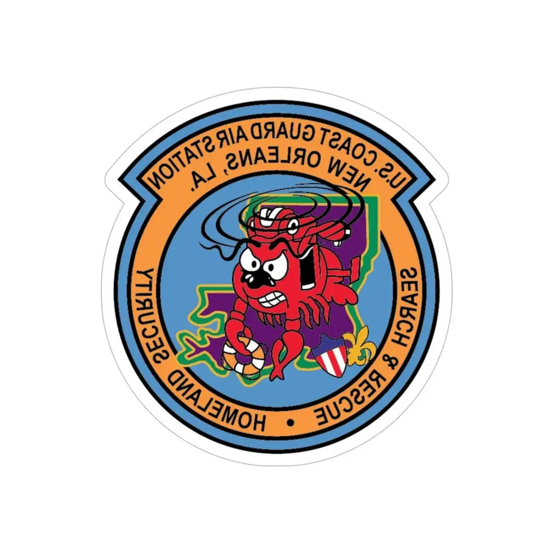 USCG Air Station New Orleans (U.S. Coast Guard) REVERSE PRINT Transparent Die-Cut STICKER 5 Inch Die-Cut Transparent - The Sticker Space