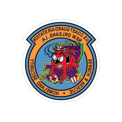 USCG Air Station New Orleans (U.S. Coast Guard) REVERSE PRINT Transparent Die-Cut STICKER 5 Inch Die-Cut Transparent - The Sticker Space