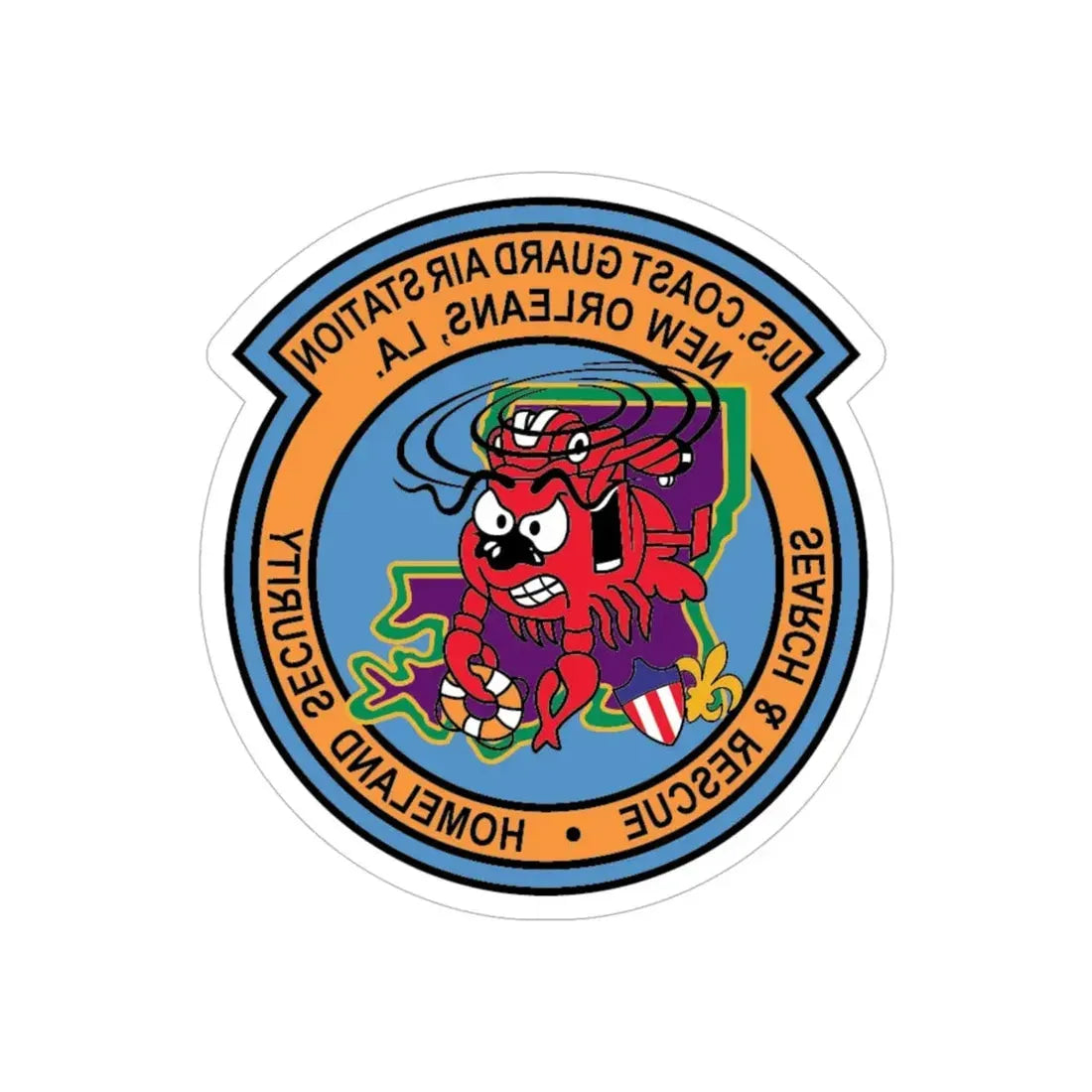 USCG Air Station New Orleans (U.S. Coast Guard) REVERSE PRINT Transparent Die-Cut STICKER 6 Inch Die-Cut Transparent - The Sticker Space