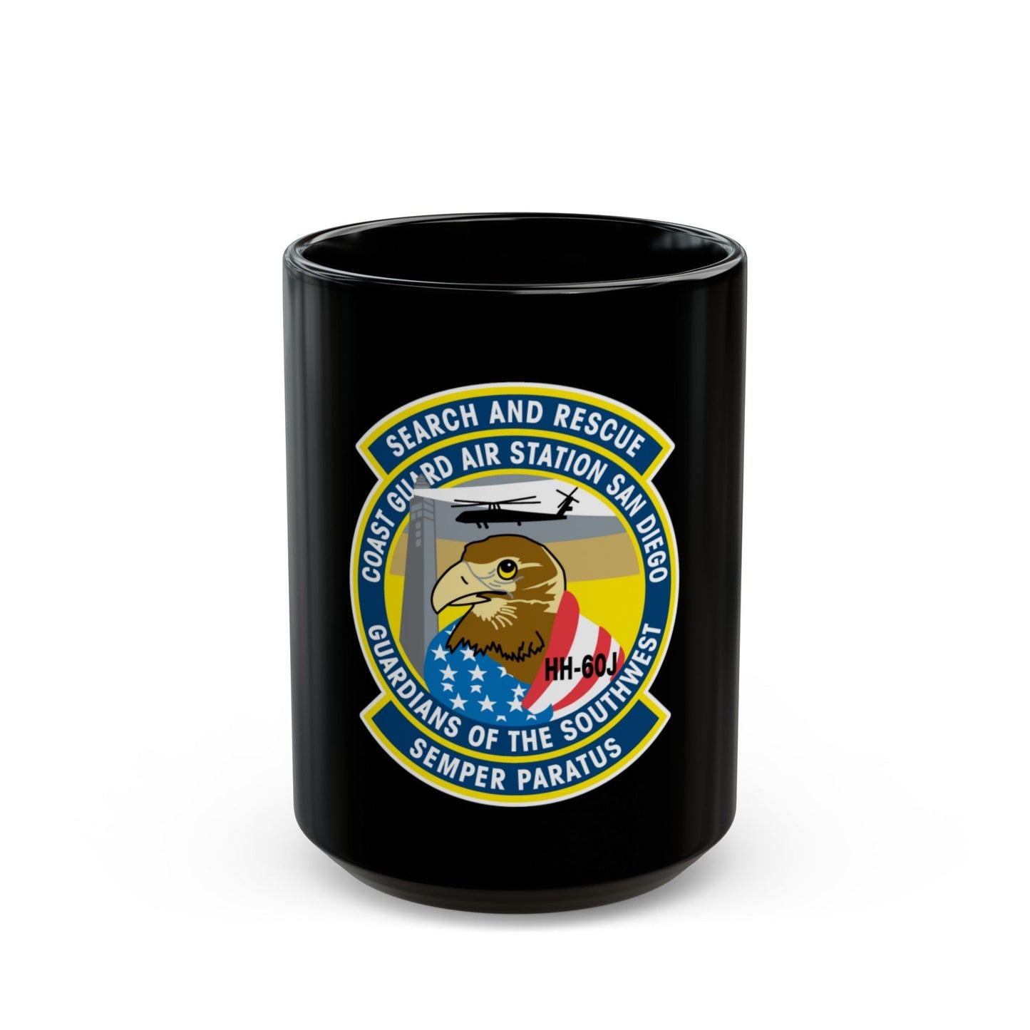 USCG Air Station San Diego Search and Resue (U.S. Coast Guard) Black Coffee Mug-15oz-The Sticker Space