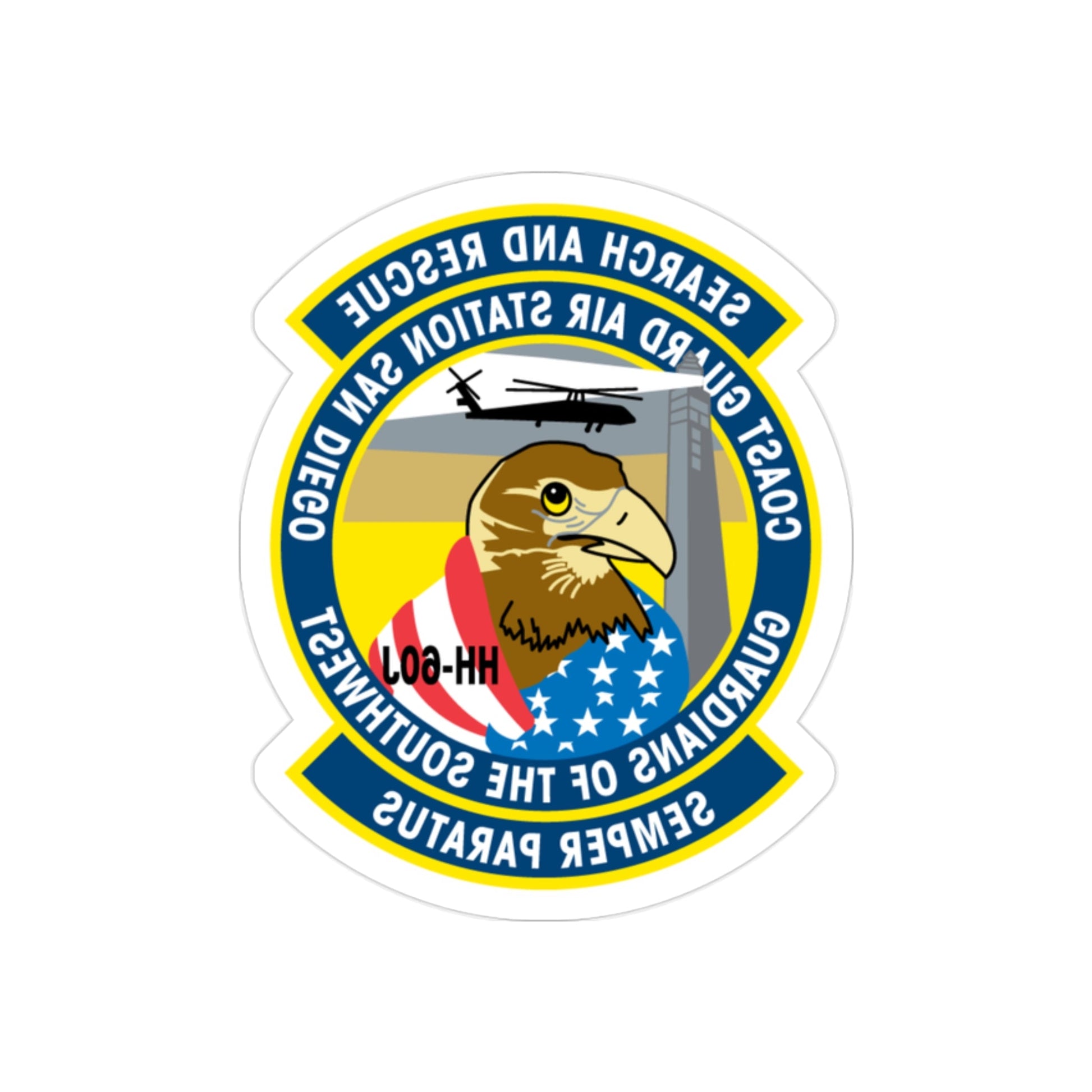 USCG Air Station San Diego Search and Resue (U.S. Coast Guard) REVERSE PRINT Transparent STICKER-2" × 2"-The Sticker Space