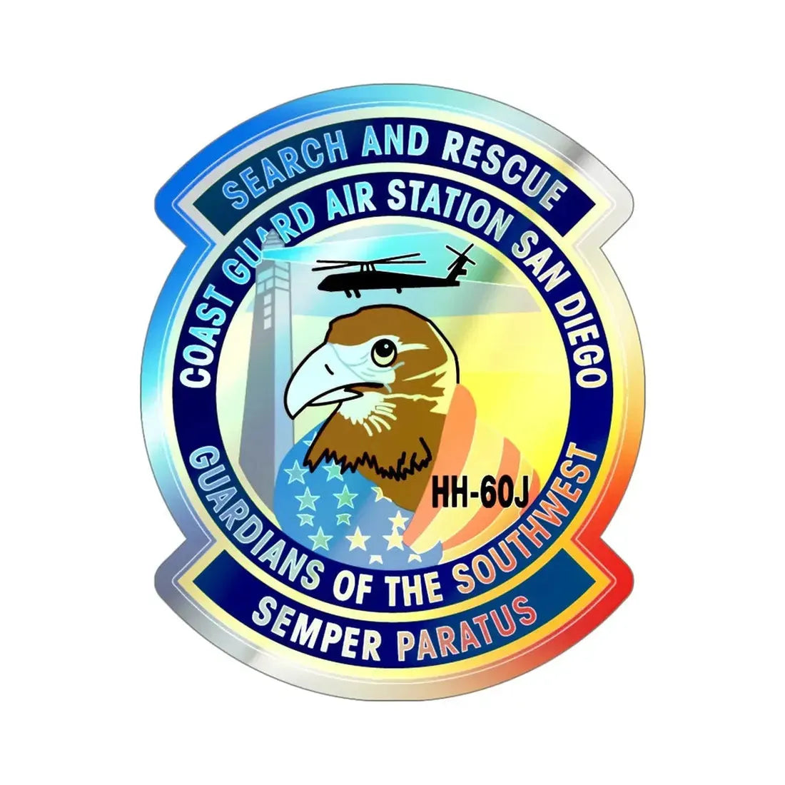 USCG Air Station San Diego Search and Resue (U.S. Coast Guard) Holographic STICKER Die-Cut Vinyl Decal 5 Inch Holographic - The Sticker Space