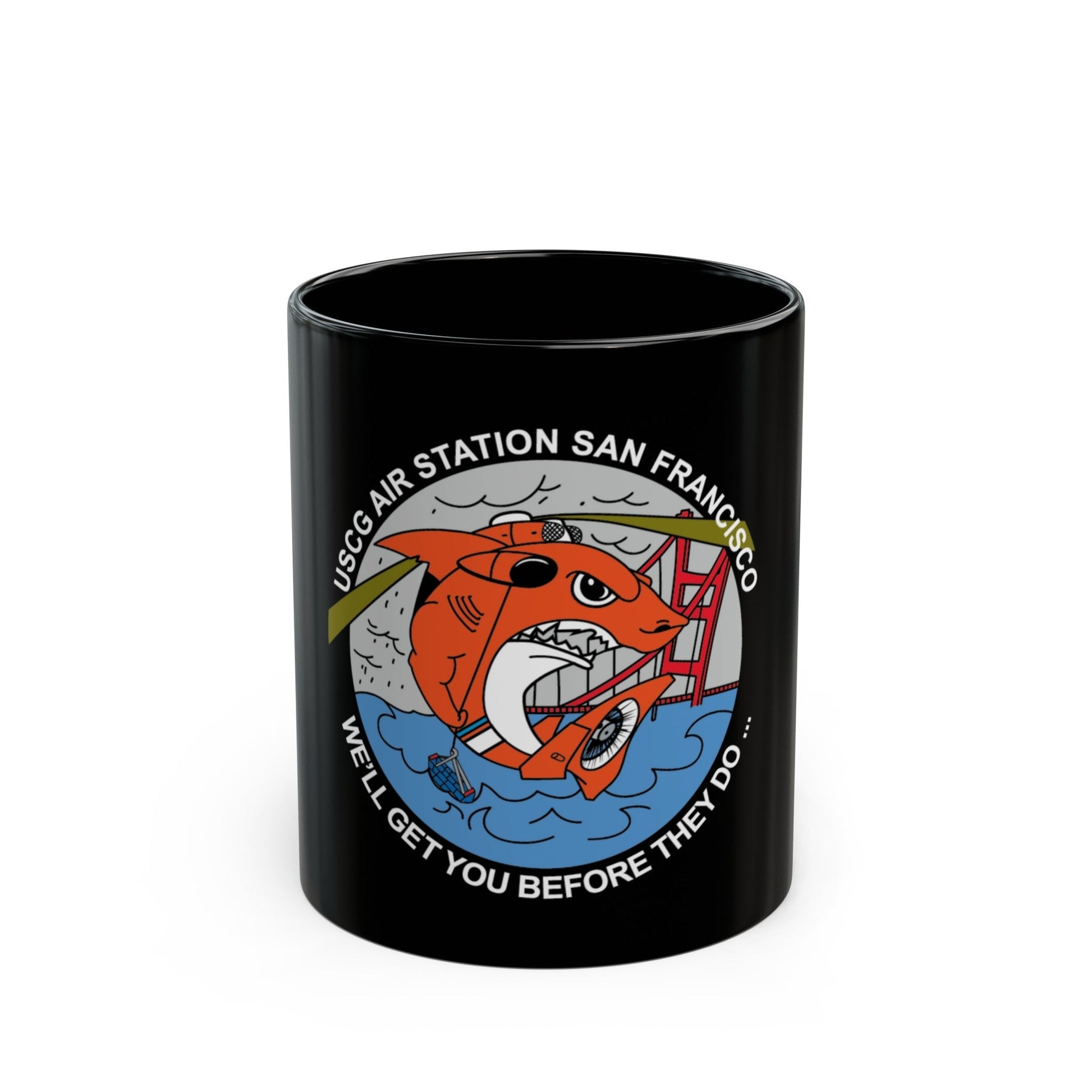 USCG Air Station San Francisco 2 (U.S. Coast Guard) Black Coffee Mug-11oz-The Sticker Space