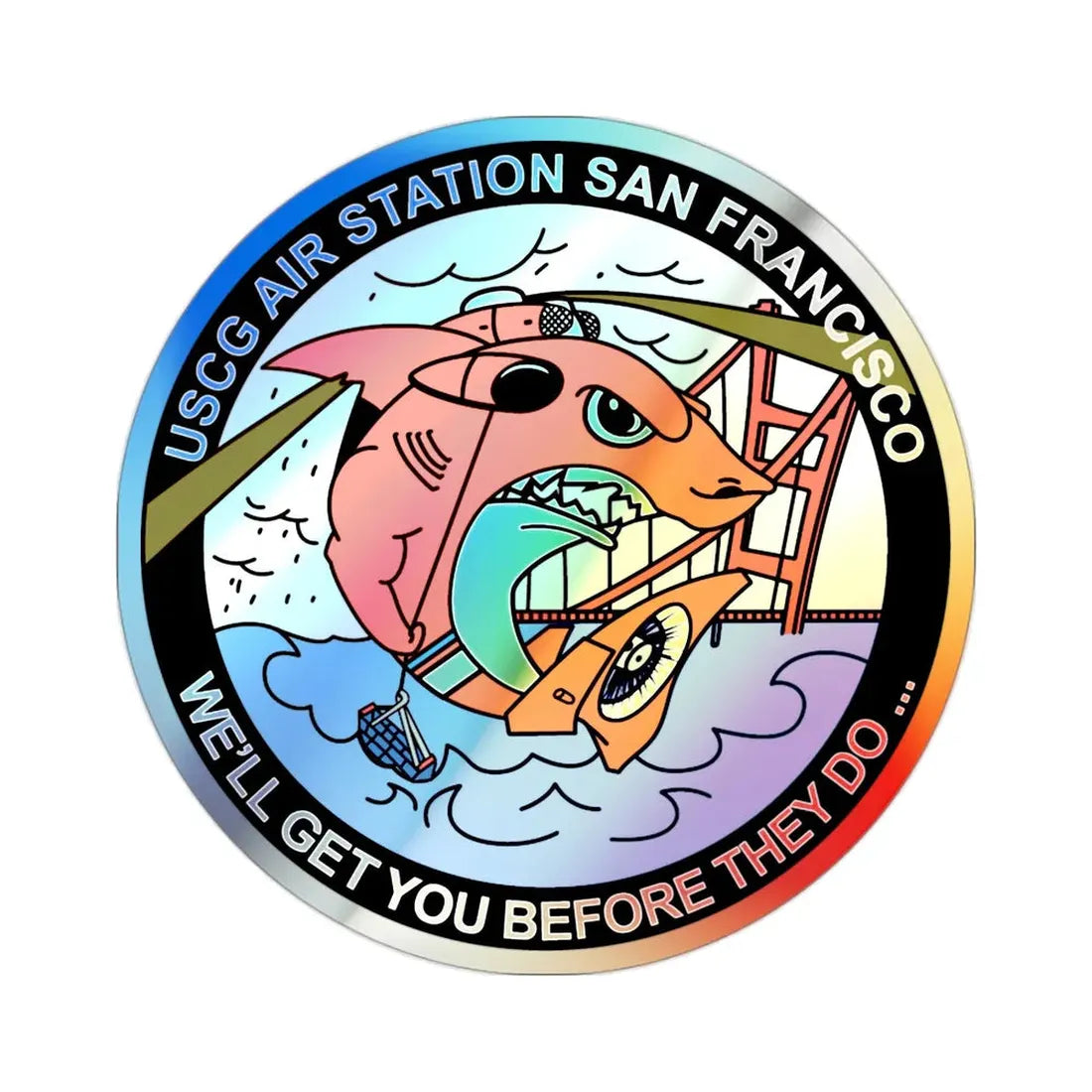 USCG Air Station San Francisco 2 (U.S. Coast Guard) Holographic STICKER Die-Cut Vinyl Decal 2 Inch Holographic - The Sticker Space