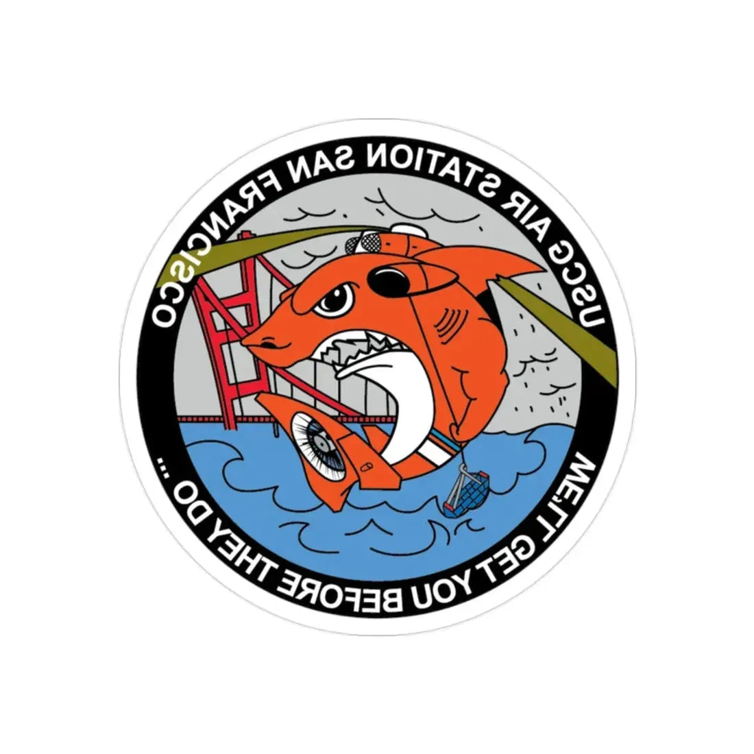 USCG Air Station San Francisco 2 (U.S. Coast Guard) REVERSE PRINT Transparent Die-Cut STICKER 2 Inch Die-Cut Transparent - The Sticker Space