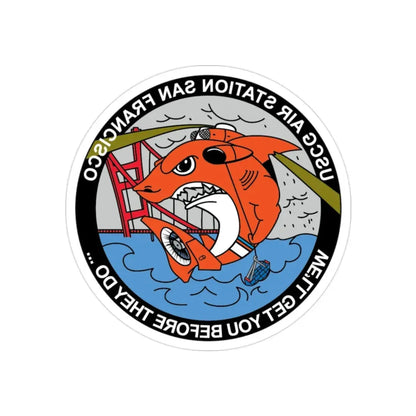 USCG Air Station San Francisco 2 (U.S. Coast Guard) REVERSE PRINT Transparent Die-Cut STICKER 2 Inch Die-Cut Transparent - The Sticker Space
