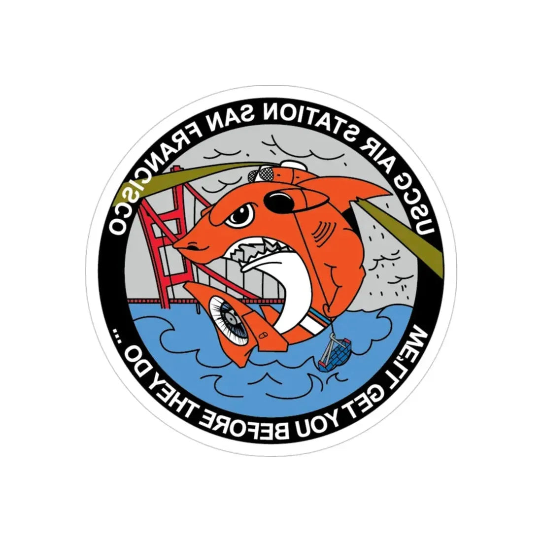 USCG Air Station San Francisco 2 (U.S. Coast Guard) REVERSE PRINT Transparent Die-Cut STICKER 3 Inch Die-Cut Transparent - The Sticker Space