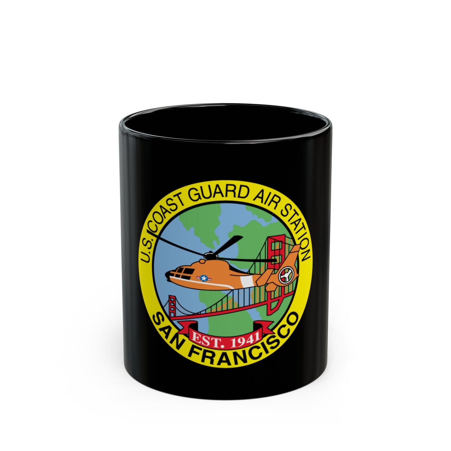 USCG Air Station San Francisco (U.S. Coast Guard) Black Coffee Mug-11oz-The Sticker Space