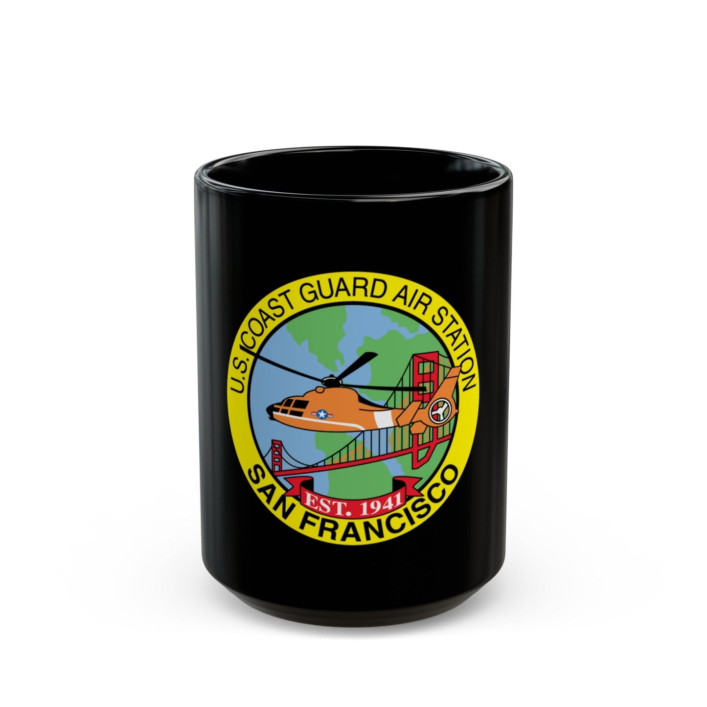 USCG Air Station San Francisco (U.S. Coast Guard) Black Coffee Mug-15oz-The Sticker Space